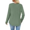 image:imageWIHOLL Long Sleeve Shirts for Women Waffle Knit Trendy Spring Fashion 2026 Dressy Casual Blouses Teacher OutfitsGreen