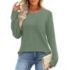 image:imageWIHOLL Long Sleeve Shirts for Women Waffle Knit Trendy Spring Fashion 2026 Dressy Casual Blouses Teacher OutfitsGreen