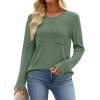 image:imageWIHOLL Long Sleeve Shirts for Women Waffle Knit Trendy Spring Fashion 2026 Dressy Casual Blouses Teacher OutfitsGreen