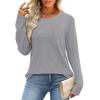 image:imageWIHOLL Long Sleeve Shirts for Women Waffle Knit Trendy Spring Fashion 2026 Dressy Casual Blouses Teacher OutfitsGrey