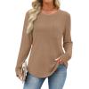 image:imageWIHOLL Long Sleeve Shirts for Women Waffle Knit Trendy Spring Fashion 2026 Dressy Casual Blouses Teacher OutfitsKhaki