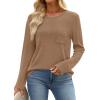 image:imageWIHOLL Long Sleeve Shirts for Women Waffle Knit Trendy Spring Fashion 2026 Dressy Casual Blouses Teacher OutfitsKhaki