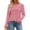 image:imageWIHOLL Long Sleeve Shirts for Women Waffle Knit Trendy Spring Fashion 2026 Dressy Casual Blouses Teacher OutfitsPink