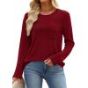 image:imageWIHOLL Long Sleeve Shirts for Women Waffle Knit Trendy Spring Fashion 2026 Dressy Casual Blouses Teacher OutfitsRed
