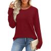 image:imageWIHOLL Long Sleeve Shirts for Women Waffle Knit Trendy Spring Fashion 2026 Dressy Casual Blouses Teacher OutfitsRed