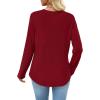 image:imageWIHOLL Long Sleeve Shirts for Women Waffle Knit Trendy Spring Fashion 2026 Dressy Casual Blouses Teacher OutfitsRed