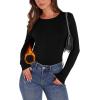 image:imageWIHOLL Long Sleeve Thermal Shirt for Women Light Fleece Tops Spring 2026 Crew Neck Casual Basic TShirtsAblack