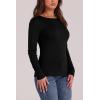 image:imageWIHOLL Long Sleeve Thermal Shirt for Women Light Fleece Tops Spring 2026 Crew Neck Casual Basic TShirtsAblack