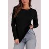 image:imageWIHOLL Long Sleeve Thermal Shirt for Women Light Fleece Tops Spring 2026 Crew Neck Casual Basic TShirtsAblack