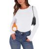 image:imageWIHOLL Long Sleeve Thermal Shirt for Women Light Fleece Tops Spring 2026 Crew Neck Casual Basic TShirtsBwhite