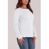 image:imageWIHOLL Long Sleeve Thermal Shirt for Women Light Fleece Tops Spring 2026 Crew Neck Casual Basic TShirtsBwhite
