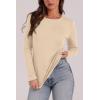 image:imageWIHOLL Long Sleeve Thermal Shirt for Women Light Fleece Tops Spring 2026 Crew Neck Casual Basic TShirtsCbeige