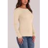 image:imageWIHOLL Long Sleeve Thermal Shirt for Women Light Fleece Tops Spring 2026 Crew Neck Casual Basic TShirtsCbeige