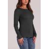 image:imageWIHOLL Long Sleeve Thermal Shirt for Women Light Fleece Tops Spring 2026 Crew Neck Casual Basic TShirtsDgrey
