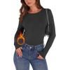image:imageWIHOLL Long Sleeve Thermal Shirt for Women Light Fleece Tops Spring 2026 Crew Neck Casual Basic TShirtsDgrey