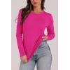 image:imageWIHOLL Long Sleeve Thermal Shirt for Women Light Fleece Tops Spring 2026 Crew Neck Casual Basic TShirtsDhot Pink