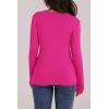 image:imageWIHOLL Long Sleeve Thermal Shirt for Women Light Fleece Tops Spring 2026 Crew Neck Casual Basic TShirtsDhot Pink