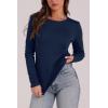 image:imageWIHOLL Long Sleeve Thermal Shirt for Women Light Fleece Tops Spring 2026 Crew Neck Casual Basic TShirtsDnavy Blue