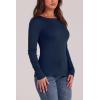 image:imageWIHOLL Long Sleeve Thermal Shirt for Women Light Fleece Tops Spring 2026 Crew Neck Casual Basic TShirtsDnavy Blue
