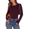 image:imageWIHOLL Long Sleeve Thermal Shirt for Women Light Fleece Tops Spring 2026 Crew Neck Casual Basic TShirtsDwine
