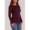 image:imageWIHOLL Long Sleeve Thermal Shirt for Women Light Fleece Tops Spring 2026 Crew Neck Casual Basic TShirtsDwine