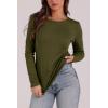 image:imageWIHOLL Long Sleeve Thermal Shirt for Women Light Fleece Tops Spring 2026 Crew Neck Casual Basic TShirtsEarmy Green