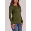image:imageWIHOLL Long Sleeve Thermal Shirt for Women Light Fleece Tops Spring 2026 Crew Neck Casual Basic TShirtsEarmy Green