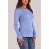 image:imageWIHOLL Long Sleeve Thermal Shirt for Women Light Fleece Tops Spring 2026 Crew Neck Casual Basic TShirtsElight Blue