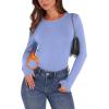 image:imageWIHOLL Long Sleeve Thermal Shirt for Women Light Fleece Tops Spring 2026 Crew Neck Casual Basic TShirtsElight Blue