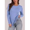 image:imageWIHOLL Long Sleeve Thermal Shirt for Women Light Fleece Tops Spring 2026 Crew Neck Casual Basic TShirtsElight Blue