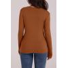 image:imageWIHOLL Long Sleeve Thermal Shirt for Women Light Fleece Tops Spring 2026 Crew Neck Casual Basic TShirtsFbrown