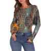 image:imageWIHOLL Long Sleeve Thermal Shirt for Women Light Fleece Tops Spring 2026 Crew Neck Casual Basic TShirtsPrint 03