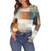 image:imageWIHOLL Long Sleeve Thermal Shirt for Women Light Fleece Tops Spring 2026 Crew Neck Casual Basic TShirtsPrint 06