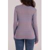 image:imageWIHOLL Long Sleeve Thermal Shirt for Women Light Fleece Tops Spring 2026 Crew Neck Casual Basic TShirtsStripe Blue