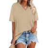 image:imageWIHOLL Oversized Tshirts for Women 2026 Summer Tops Short Sleeve V Neck Shirts Basic TeeApricot