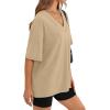 image:imageWIHOLL Oversized Tshirts for Women 2026 Summer Tops Short Sleeve V Neck Shirts Basic TeeApricot