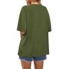 image:imageWIHOLL Oversized Tshirts for Women 2026 Summer Tops Short Sleeve V Neck Shirts Basic TeeArmy Green