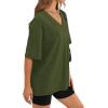 image:imageWIHOLL Oversized Tshirts for Women 2026 Summer Tops Short Sleeve V Neck Shirts Basic TeeArmy Green