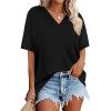 image:imageWIHOLL Oversized Tshirts for Women 2026 Summer Tops Short Sleeve V Neck Shirts Basic TeeBlack
