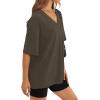 image:imageWIHOLL Oversized Tshirts for Women 2026 Summer Tops Short Sleeve V Neck Shirts Basic TeeCoffee
