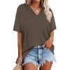 image:imageWIHOLL Oversized Tshirts for Women 2026 Summer Tops Short Sleeve V Neck Shirts Basic TeeCoffee