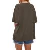 image:imageWIHOLL Oversized Tshirts for Women 2026 Summer Tops Short Sleeve V Neck Shirts Basic TeeCoffee