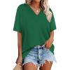 image:imageWIHOLL Oversized Tshirts for Women 2026 Summer Tops Short Sleeve V Neck Shirts Basic TeeGreen