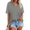 image:imageWIHOLL Oversized Tshirts for Women 2026 Summer Tops Short Sleeve V Neck Shirts Basic TeeGrey