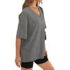 image:imageWIHOLL Oversized Tshirts for Women 2026 Summer Tops Short Sleeve V Neck Shirts Basic TeeGrey