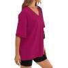 image:imageWIHOLL Oversized Tshirts for Women 2026 Summer Tops Short Sleeve V Neck Shirts Basic TeeHot Pink
