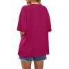 image:imageWIHOLL Oversized Tshirts for Women 2026 Summer Tops Short Sleeve V Neck Shirts Basic TeeHot Pink