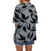 image:imageWIHOLL Oversized Tshirts for Women 2026 Summer Tops Short Sleeve V Neck Shirts Basic TeeLeaves