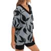 image:imageWIHOLL Oversized Tshirts for Women 2026 Summer Tops Short Sleeve V Neck Shirts Basic TeeLeaves