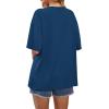 image:imageWIHOLL Oversized Tshirts for Women 2026 Summer Tops Short Sleeve V Neck Shirts Basic TeeNavy